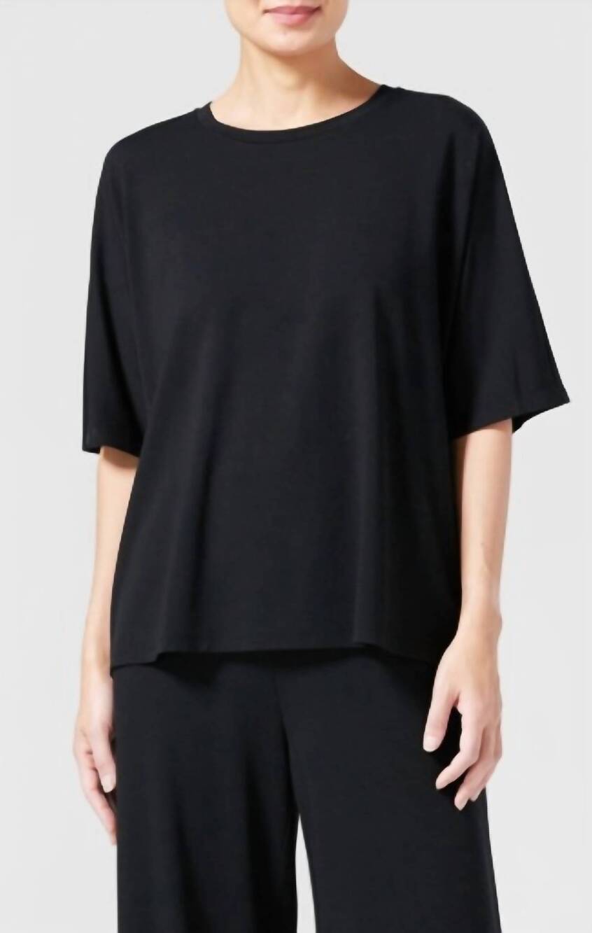 NEW EILEEN FISHER crew neck boxy tee in black